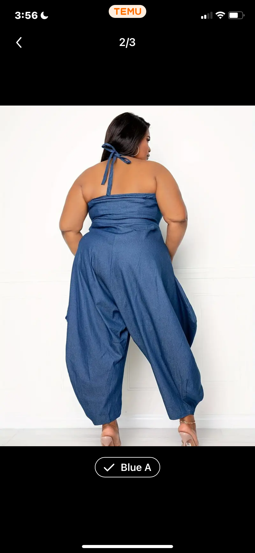 Halter Neck Dark Denim Jumpsuit