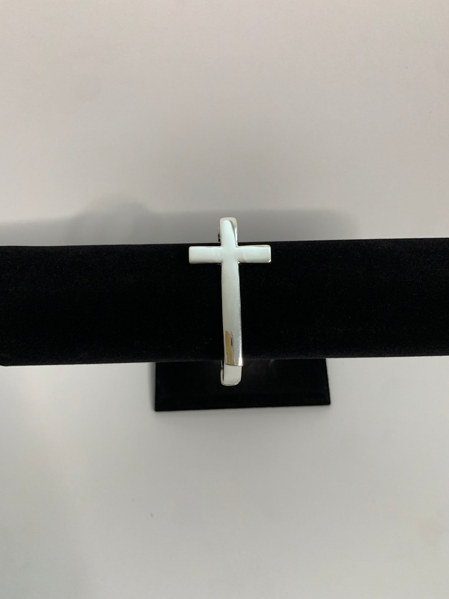 Silver Side Cross Metal Bracelet
