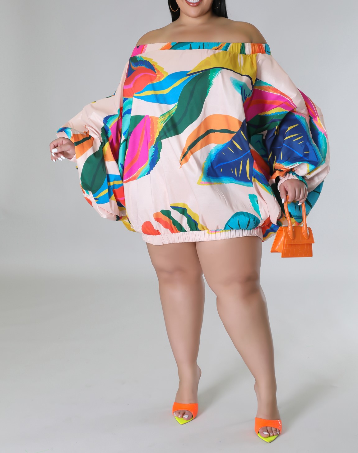 "Tropical" Off-Shoulder Dress
