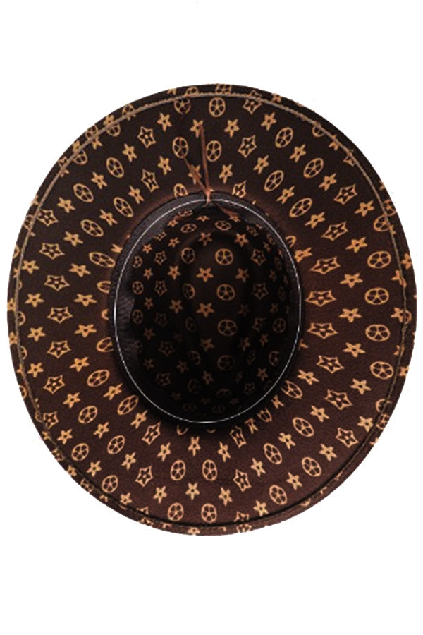 Large Flower Monogram Patterned Fedora Hat
