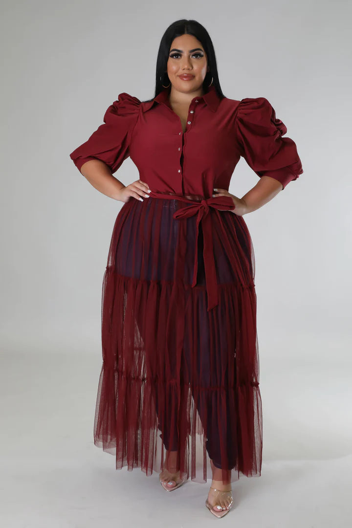 Burgundy Top with Sheer Bottom Regular Size