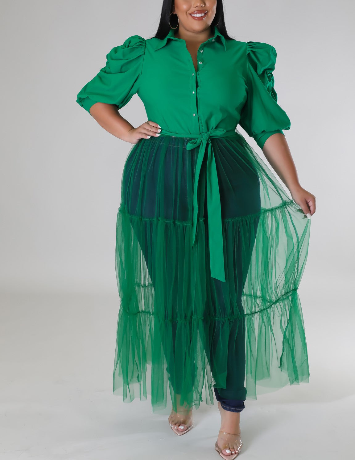 Green Top with Sheer Bottom Regular Size