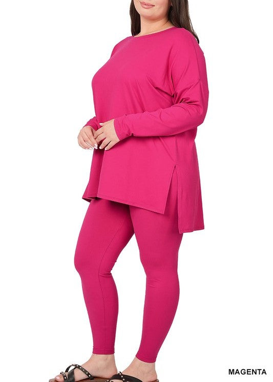 "Weekend Play" Long Sleeve Lounge 2piece Set Plus Size