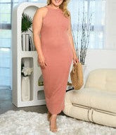 Mauve Plus Size Sleeveless Bodycon Maxi Dress