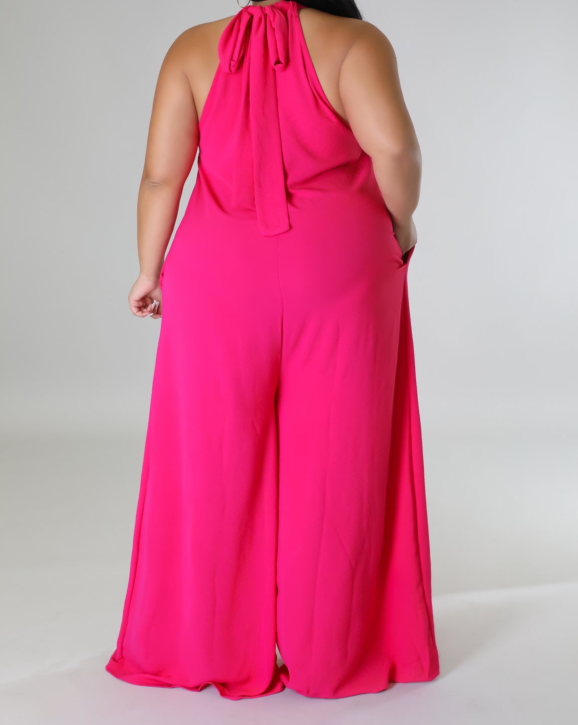 Fuchsia Keyhole Plus Size Jumpsuit