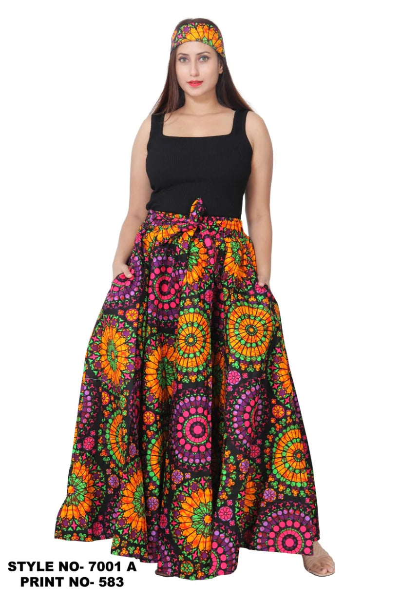 Purple & Pink Long Flare Skirt