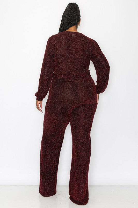 Red & Black Glitter Jumpsuit
