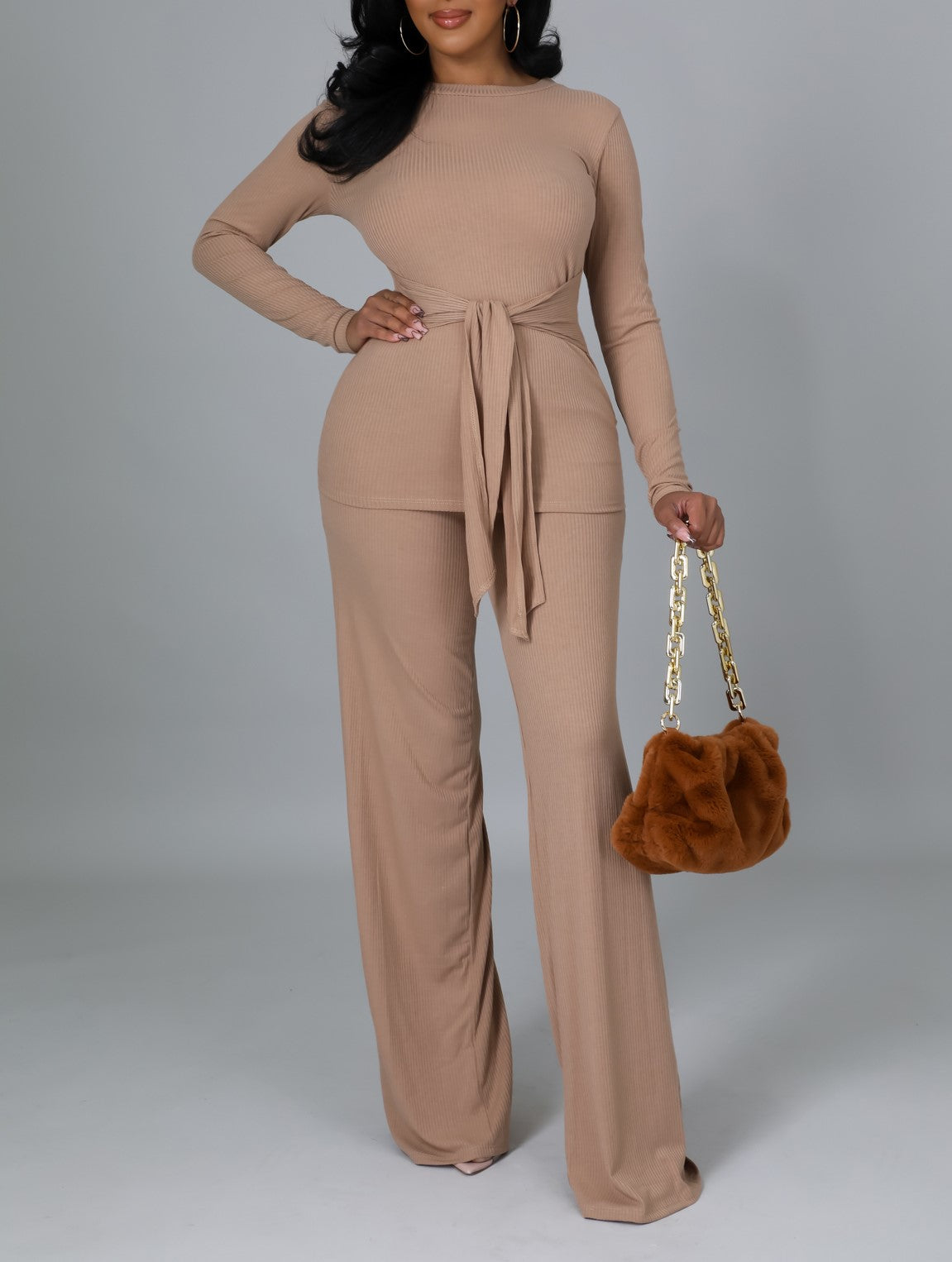 2 Piece Tan Pant Set