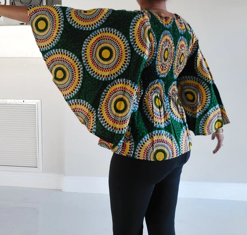 Green Flare Blouse w/Bell Sleeves