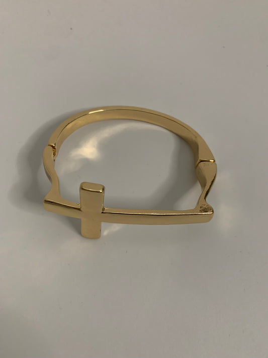 Gold Side Cross Metal Bracelet