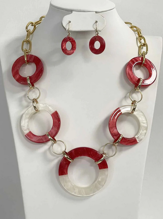 Red & White Necklace Set
