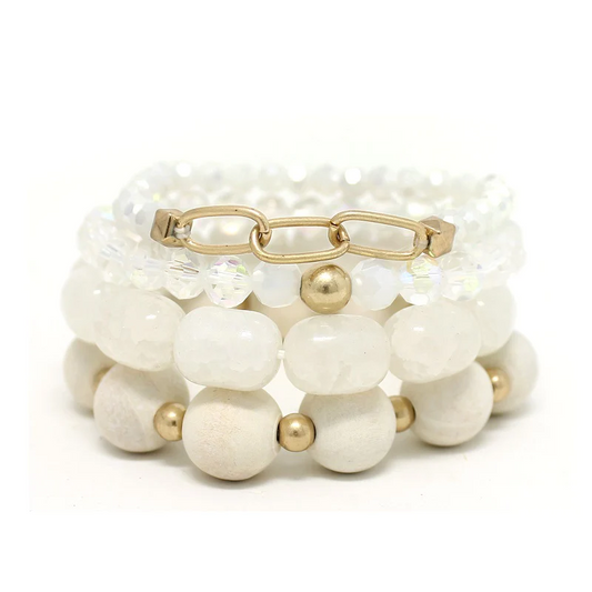 Gold & White Stone Bracelet