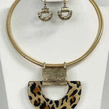 Leopard Print Gold Choker Necklace Set