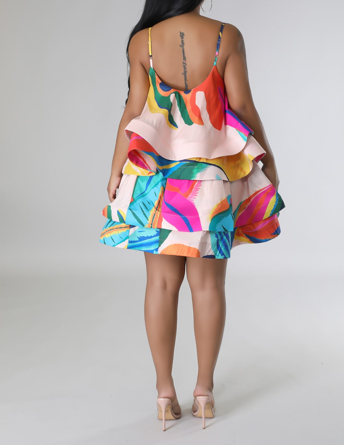 "Tropical" Short Ruffled Dress Regular Size