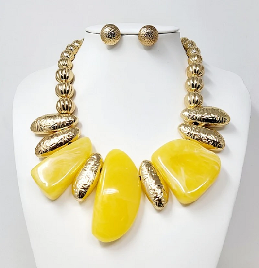 Gold & Yellow Stone Necklace Set