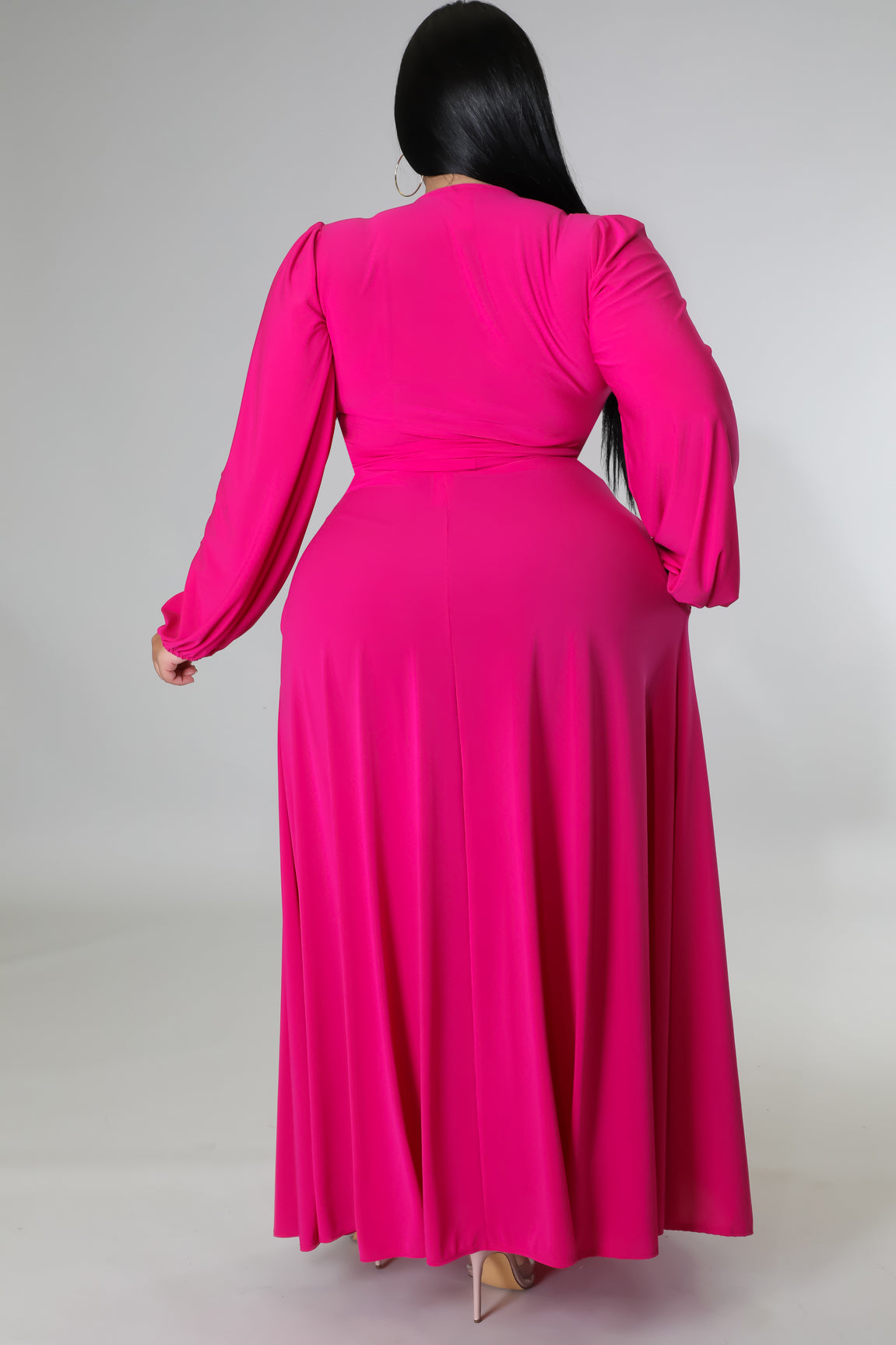 Pink Long Sleeve 2 Piece Skirt Set Plus Size