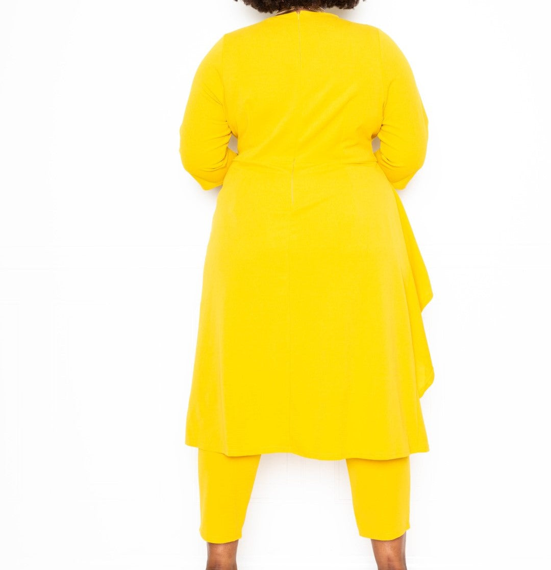 Yellow Asymmetric Ruffled Jumpsuit